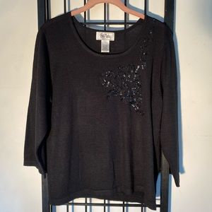 Bob Mackie Black Top with Sequins Size L